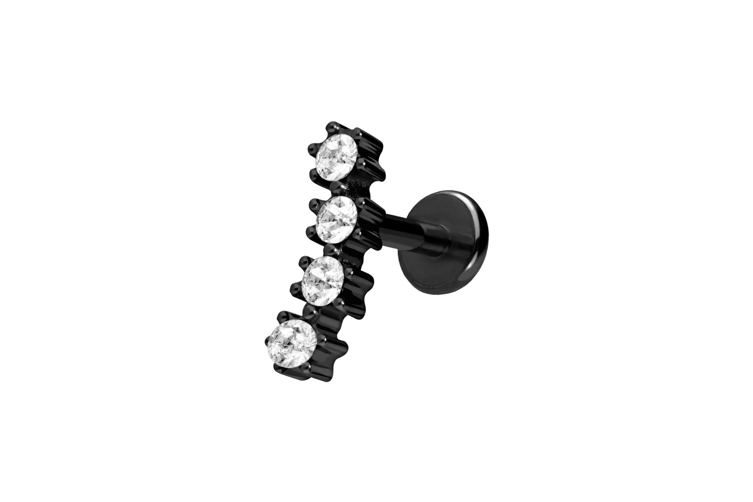 Titan Labret Piercing mit Push Fit 4 EINGEFASSTE KRISTALLE